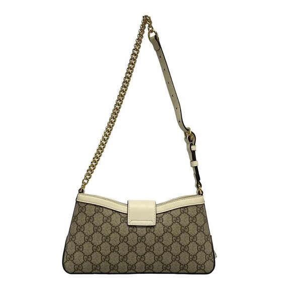 Auth GUCCI Padlock/GG Supreme 811705 Beige White PVC Leather Shoulder Bag - Picture 2 of 16